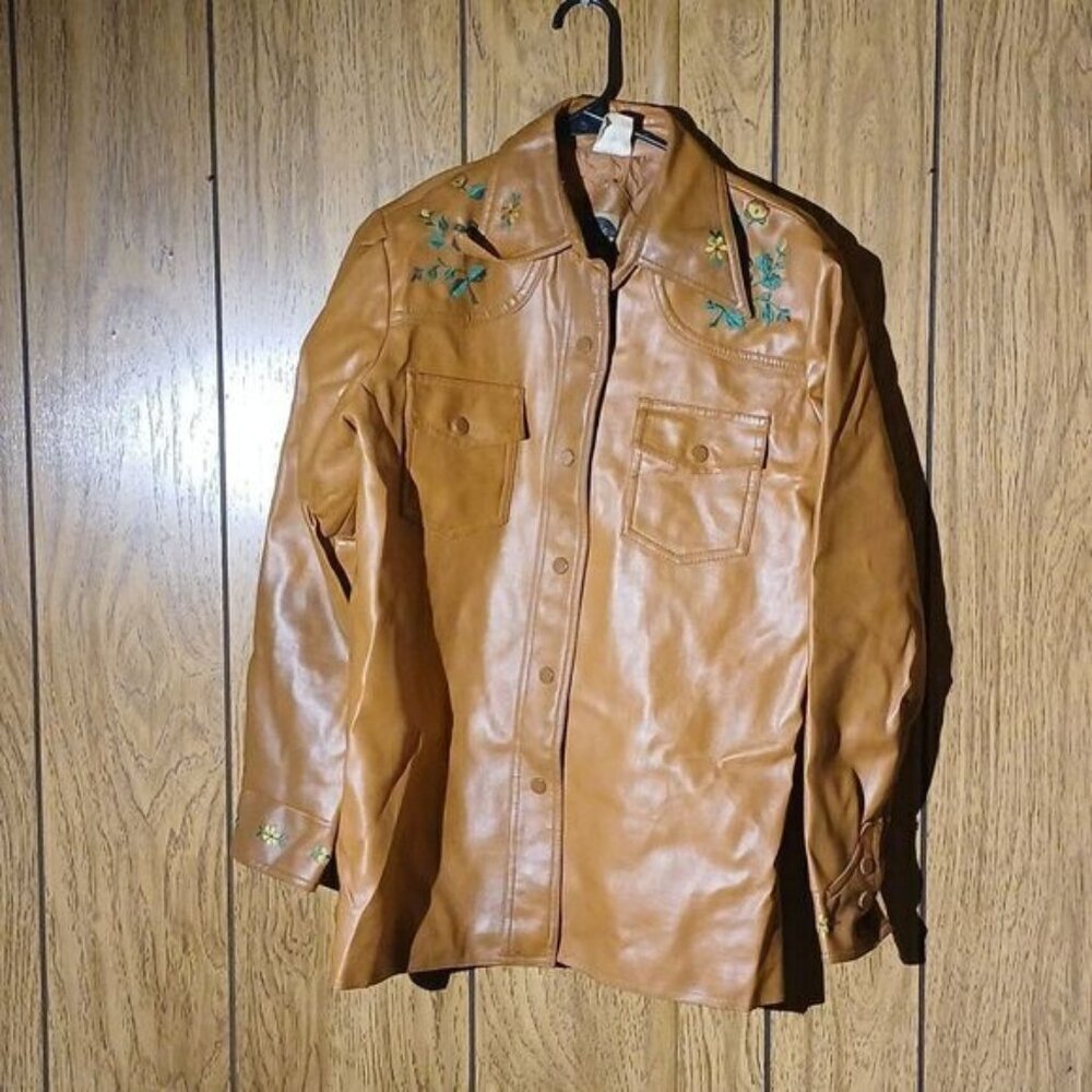 39# Vintage leather jacket with embroidery roses Miller westernwear